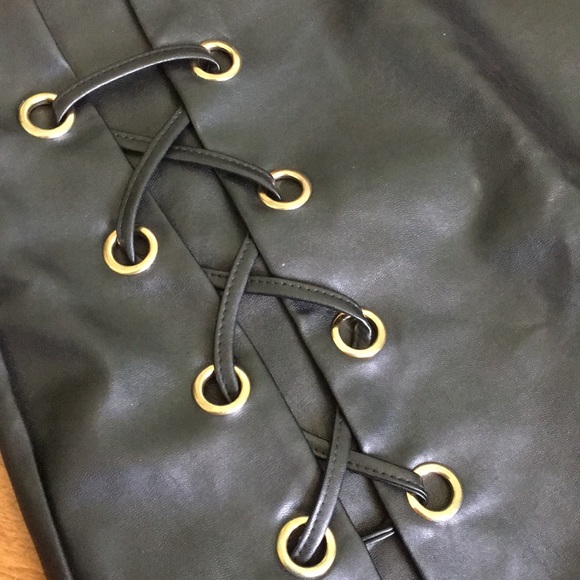 High Waisted Black Leather Skirt - Picture 3 of 3